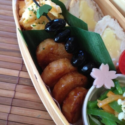 お弁当に入れました！
食感がいいですね♫
照り焼き味でご飯が進みます☆ご馳走さまでした♫